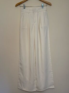 Ivory Wide Leg Trousers High Waisted Cream Pants Minimal Chic Capsule Wardrobe
